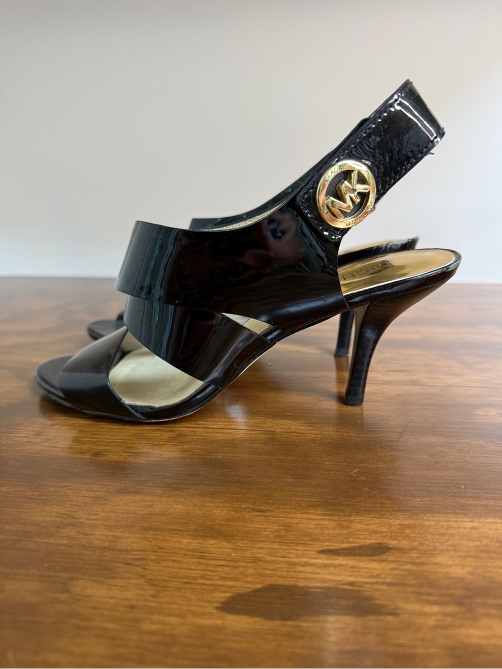 Michael Kors Black Patent Slingback Strappy Heels